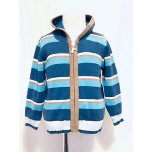 NEW rabbit moon Toddler Boys 3 Striped Hooded Sweater Jacket